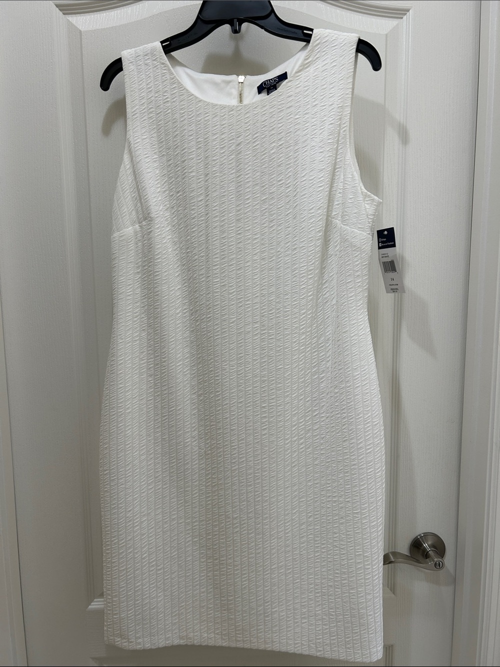 Chaps White Textured Sleeveless Sheath Dress